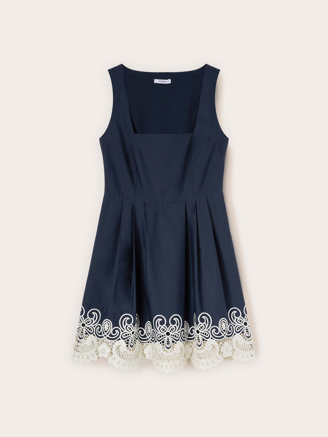 Rochie evazată din poplin cu dantelă sangallo image number 4