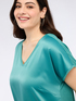 Two-material V-neck T-shirt image number 0