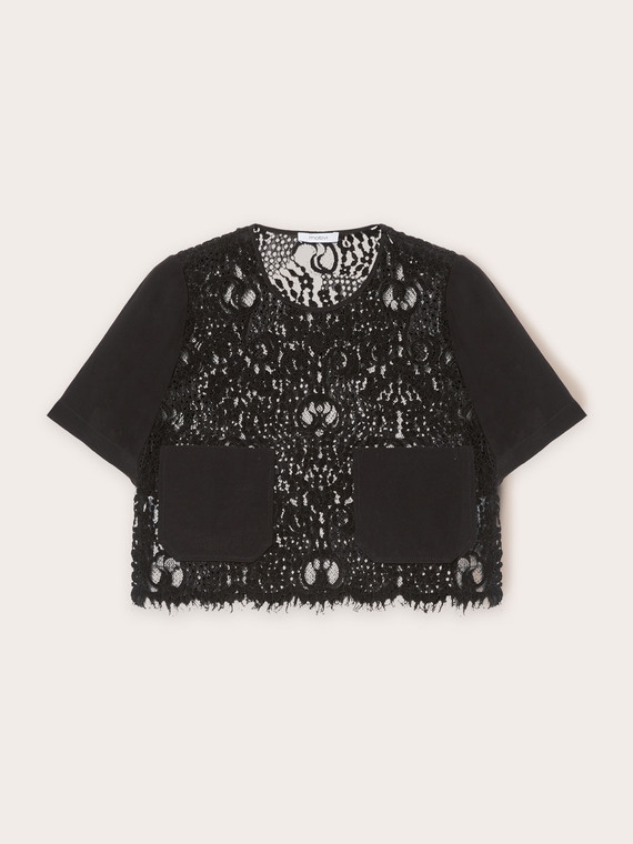 T-shirt in pizzo macramé