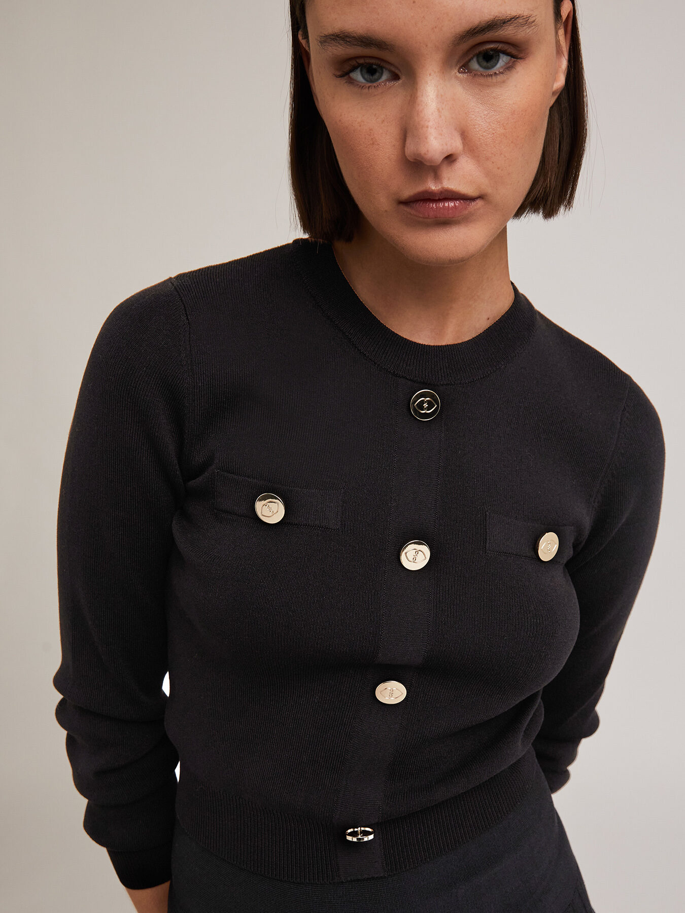 Sweater with faux placket image number 2