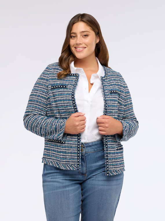Bouclé fabric jacket with beads