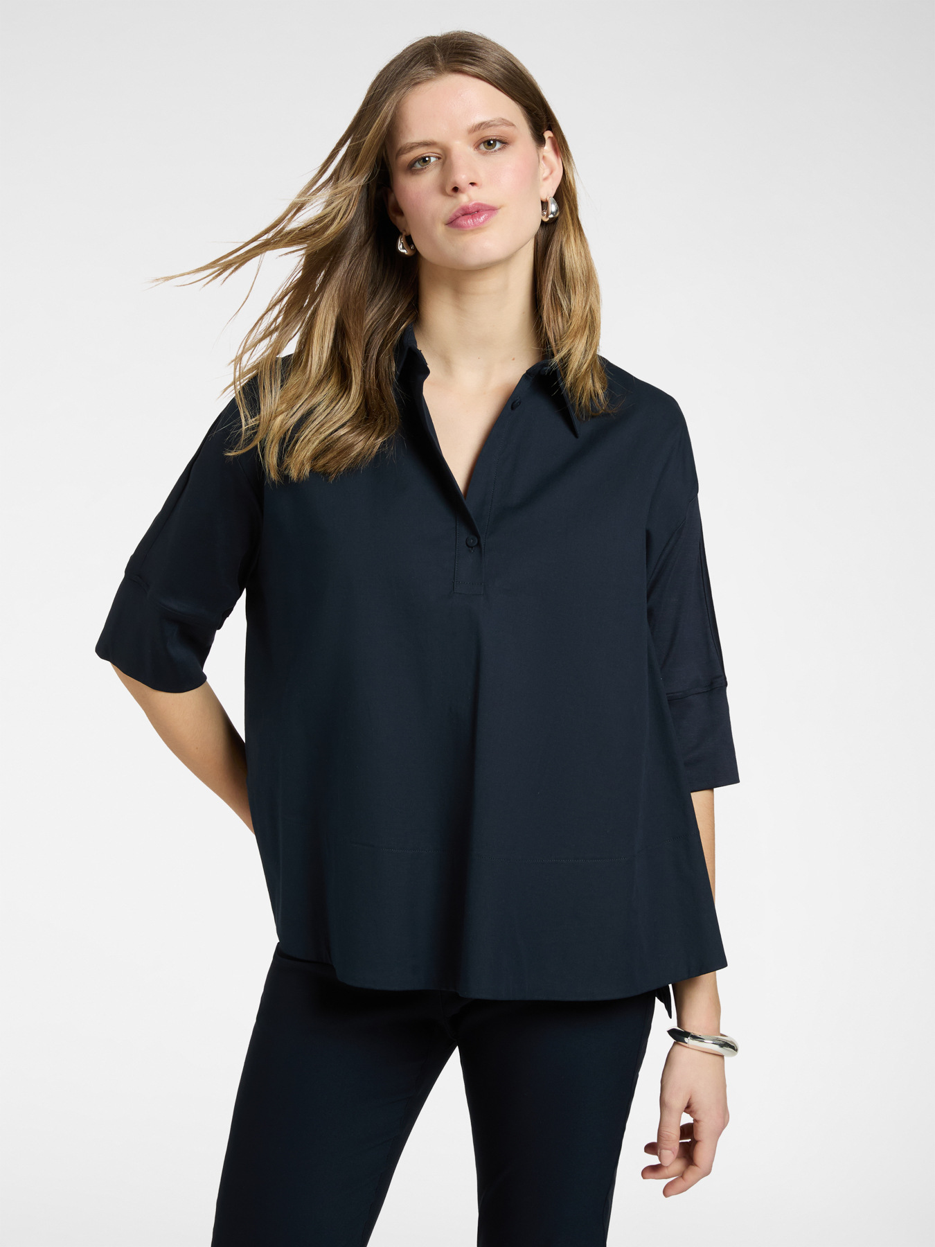 Boxy blouse with three-quarter sleeves image number 0