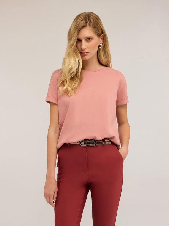 T-shirt con inserto plissé dietro