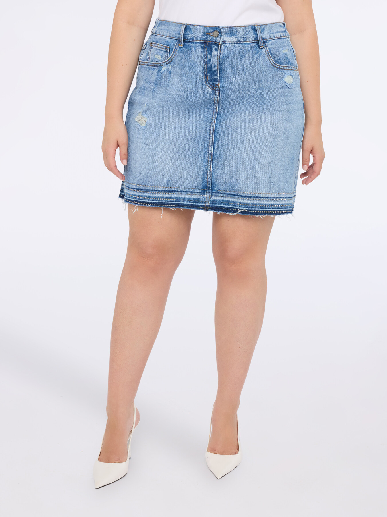 Minigonna in denim effetto used image number 2