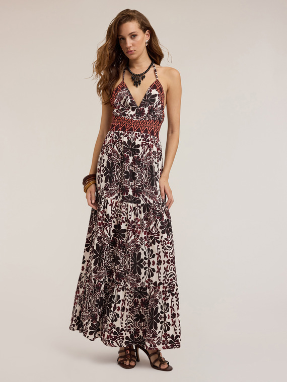 Long summer dress with ethnic pattern