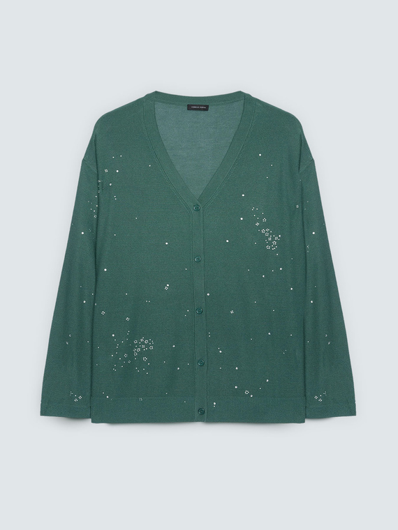 Cardigan con applicazioni luminose