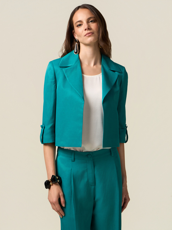 Giacca cropped misto lino