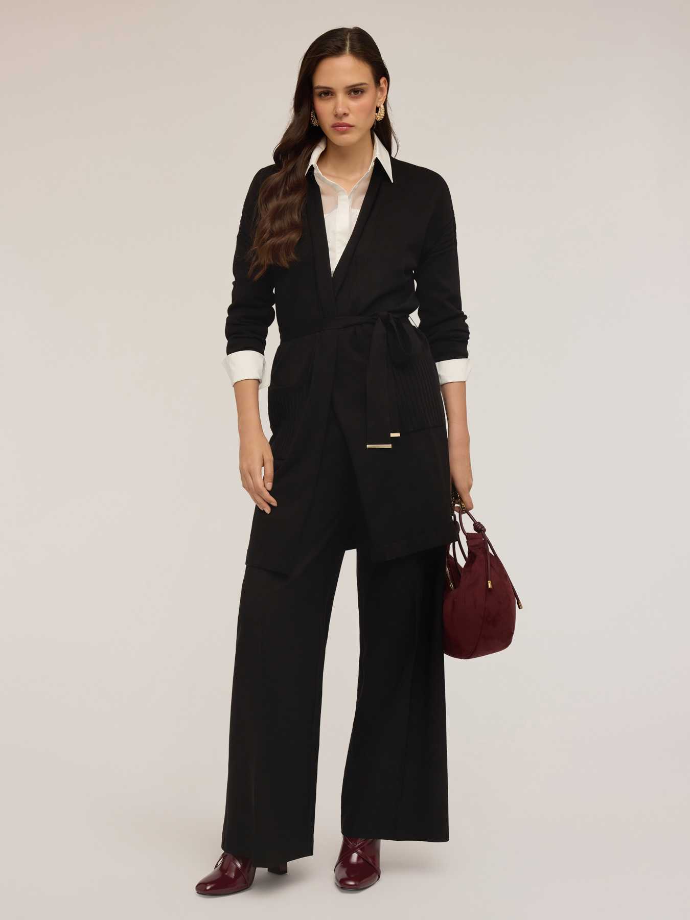 Long cardigan with belt image number 2