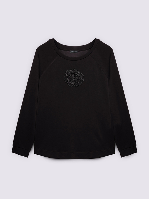 Sweat-shirt avec fleur en strass