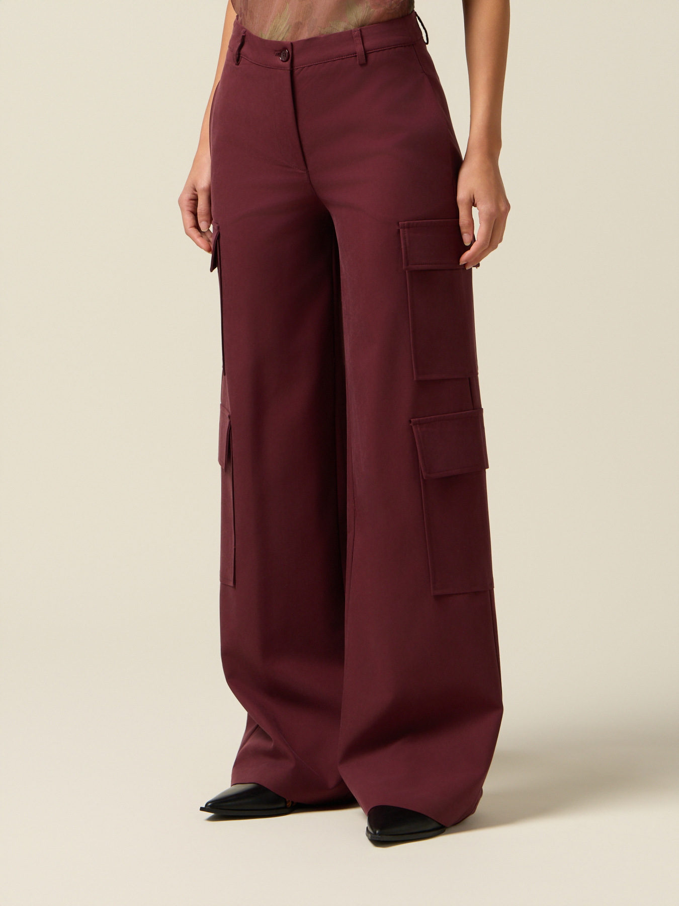 Pantaloni cargo din amestec de vâscoză image number 3