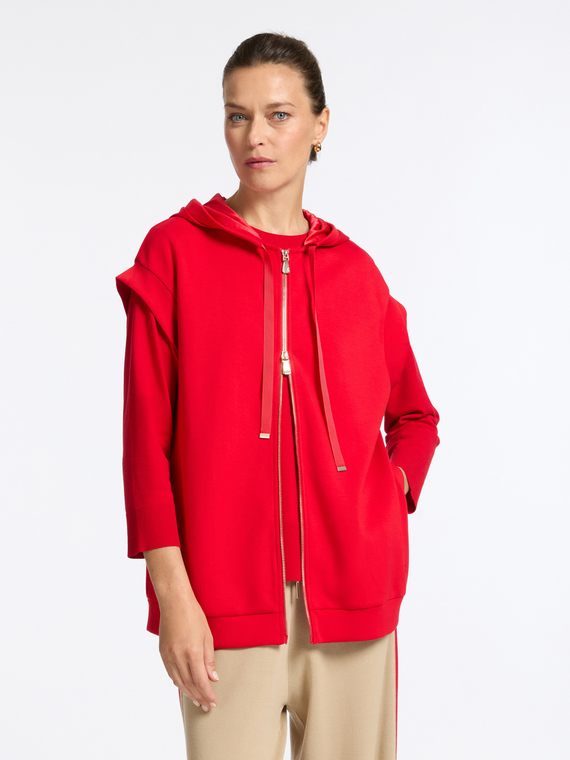 Short-sleeved sweatshirt with zip