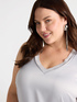 Dual fabric V-neck top image number 3