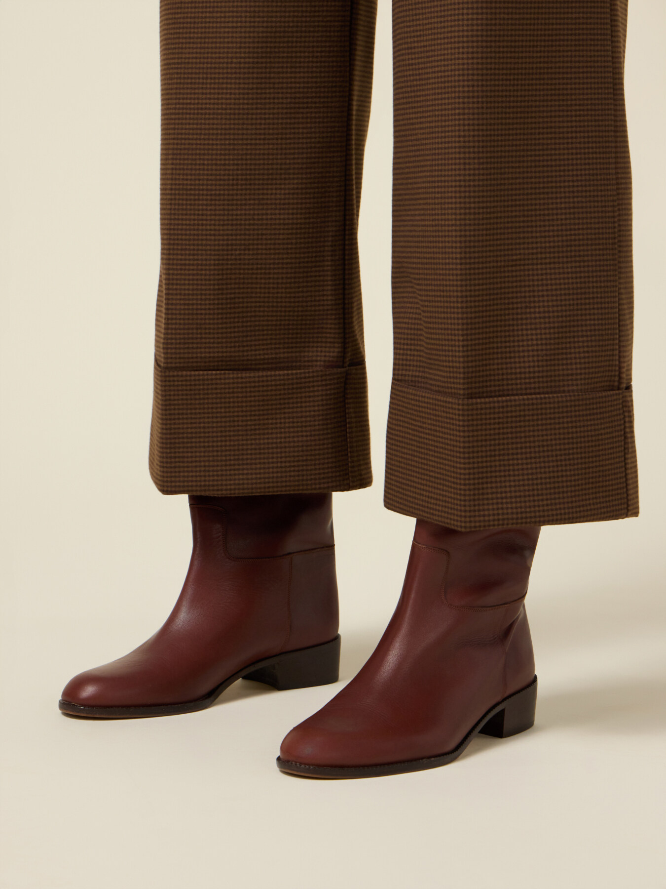 Pantaloni cropped micro pied de poule image number 2