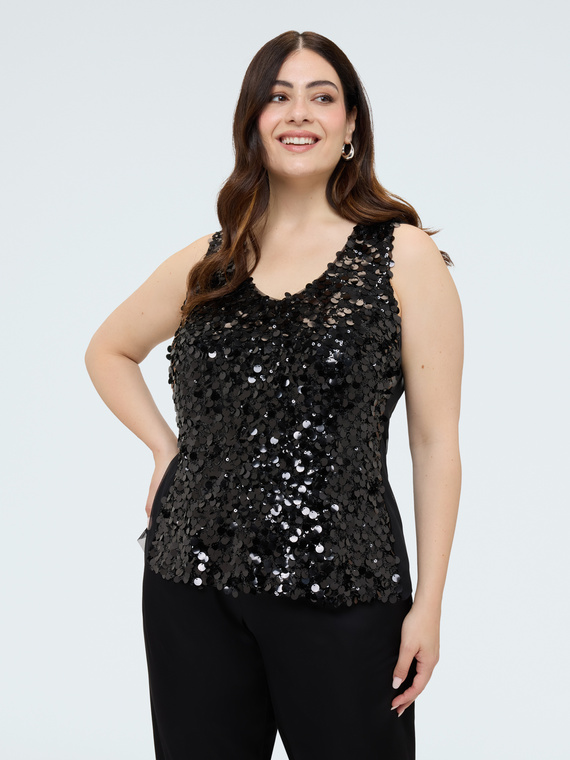 Sequin top with V-neck