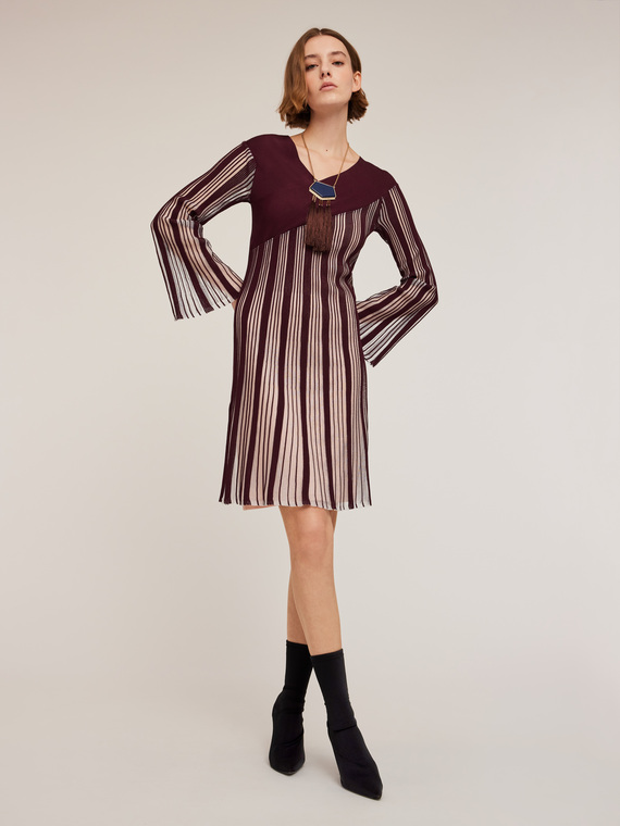 Vestito a righe in maglia lurex effetto plissé