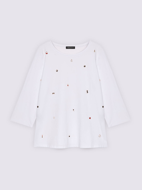 T-shirt en jersey de coton avec breloques