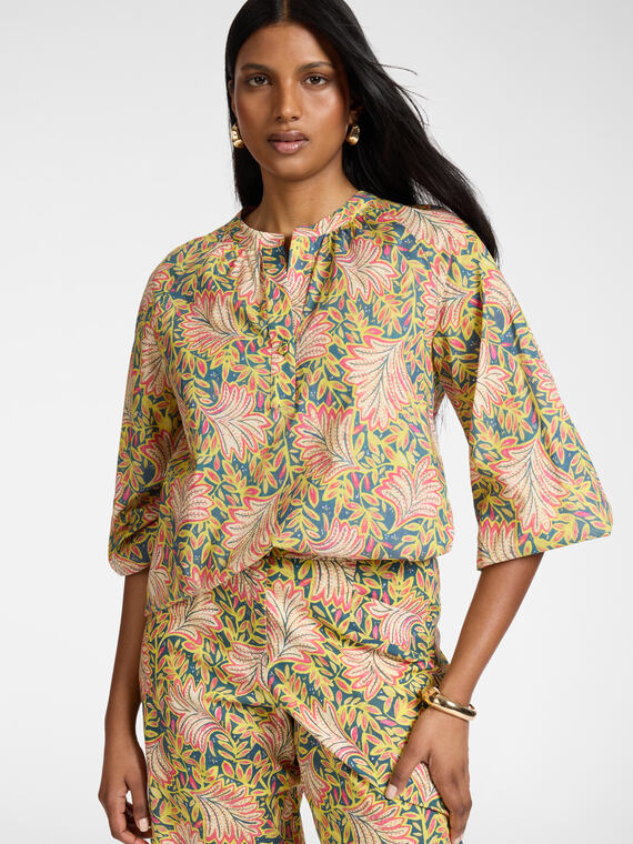 Printed cotton muslin blouse