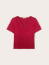 Tricou din amestec de in cu profile aurii image number 4
