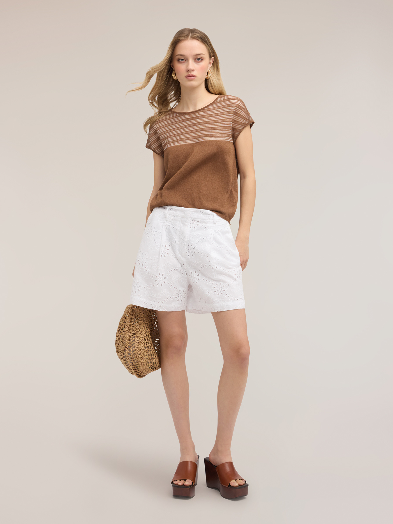 Maglia a righe in misto lino image number 1
