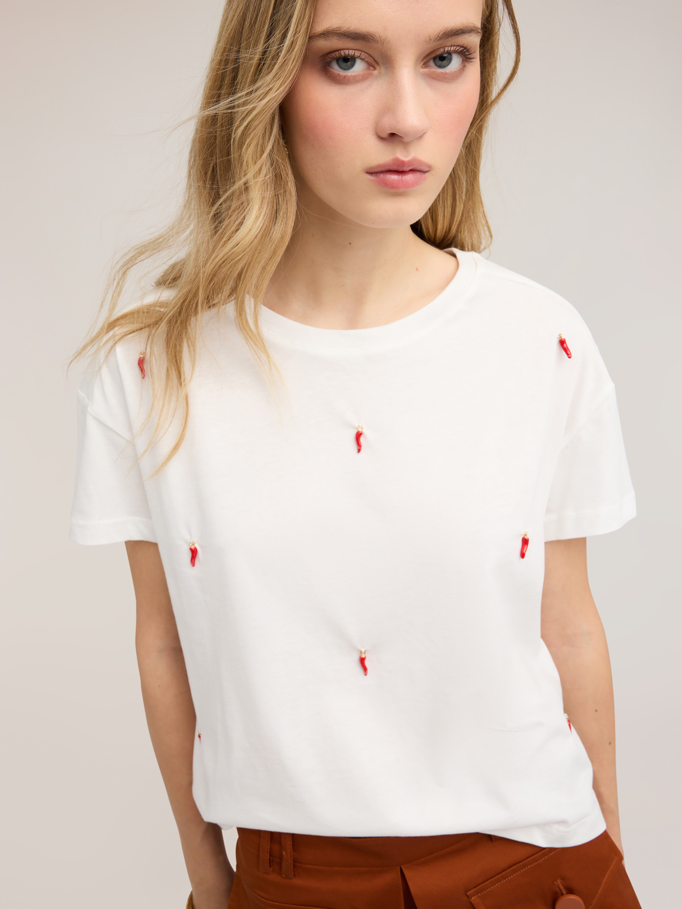 Tricou din jersey cu broderii image number 2