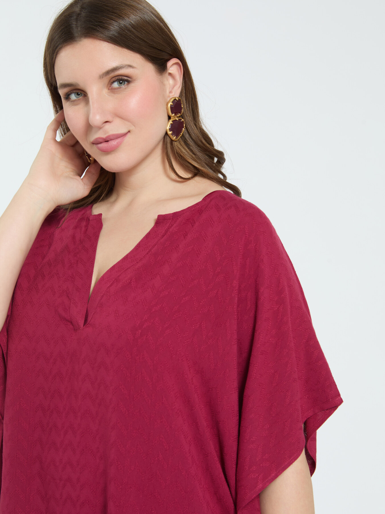 Geschlossener Kaftan aus Viskose-Jacquard image number 2