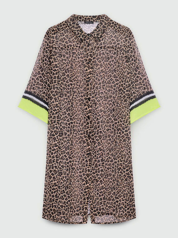 Kaftan-Shirt mit Animal-Print