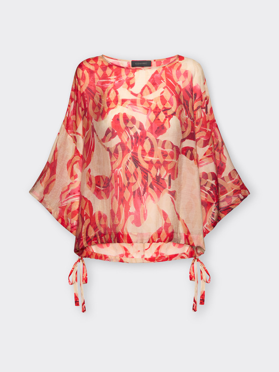 Bedruckte Bluse mit B&auml;ndern