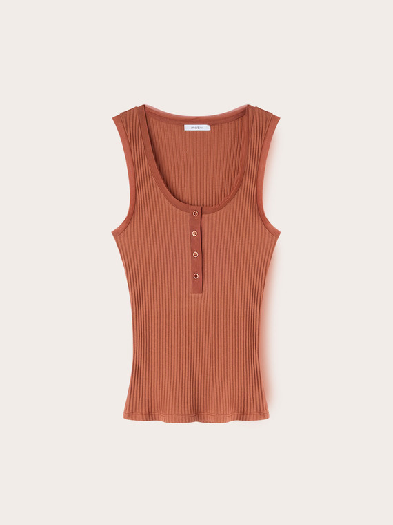 Ribbed button-up top