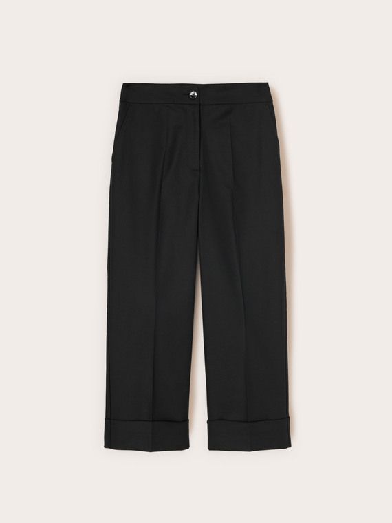 Pantaloni largi din țesătură tehnică cu amestec de bumbac