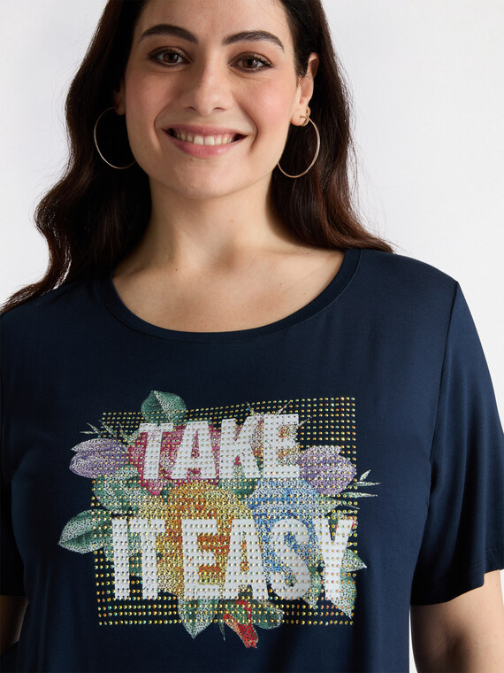 T-shirt avec imprimé et strass