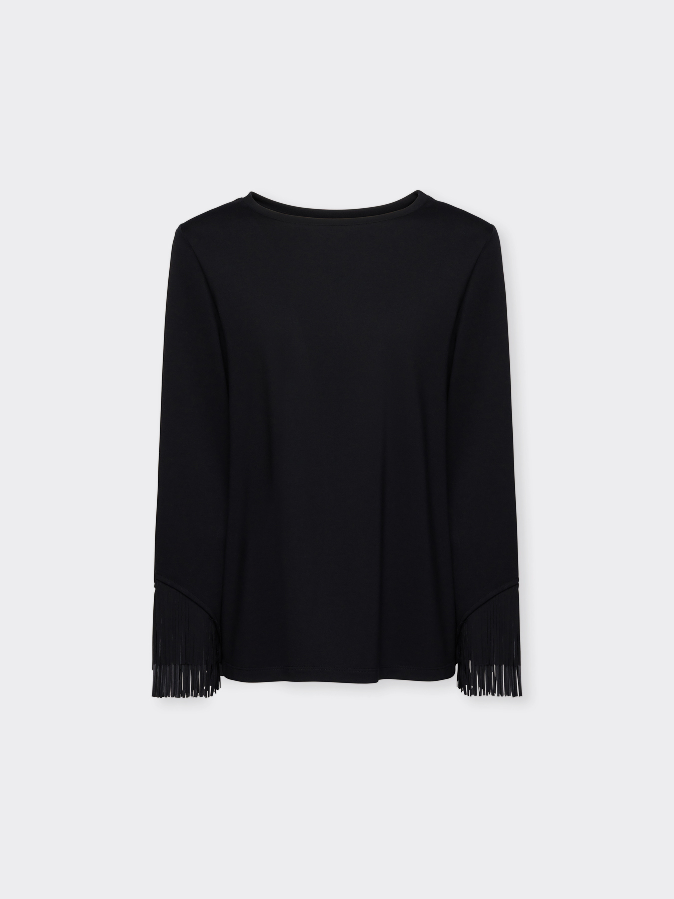 T-shirt with fringes at the bottom of the sleeves image number 4