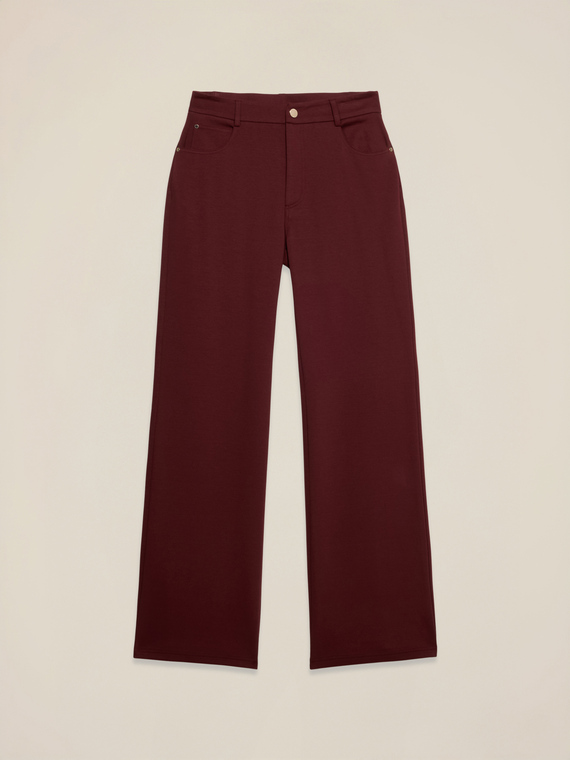 Pantalon palazzo en mélange de coton