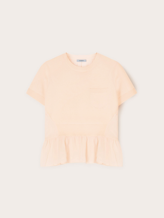 Top avec volant en mousseline de soie