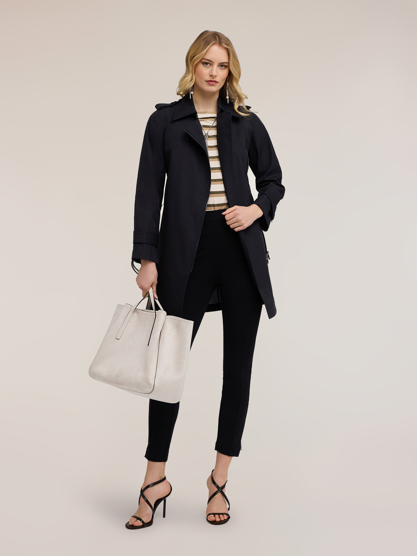 Gabardine trench coat with asymmetric closure image number 3