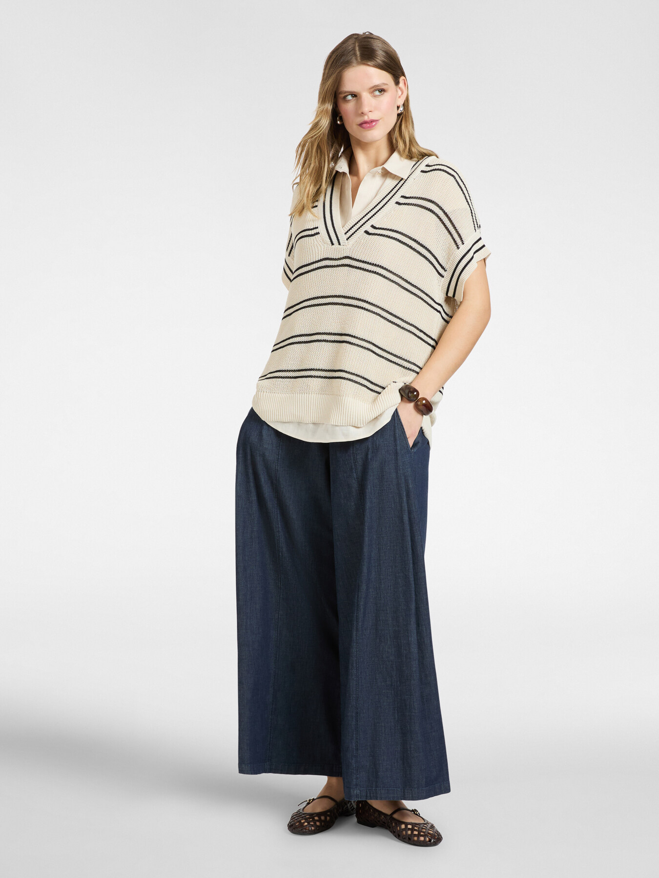 Cotton blend striped jumper image number 2