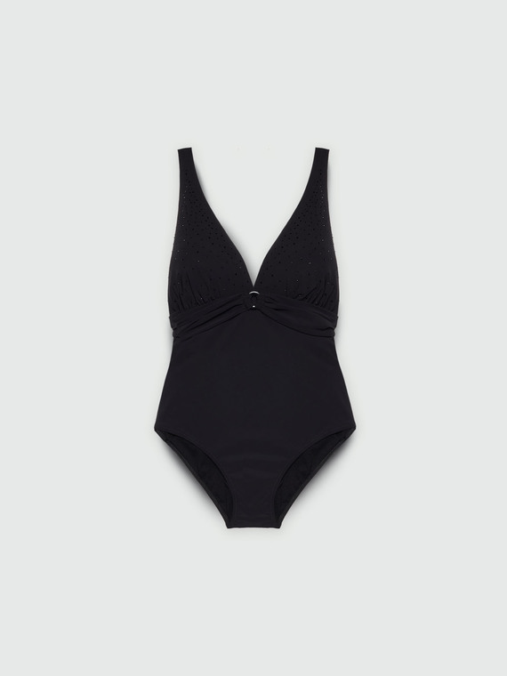 One-piece swimsuit with ring detail