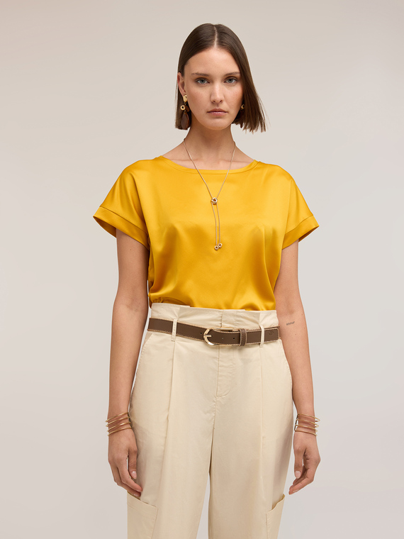 Tricou bimaterial din amestec de bumbac