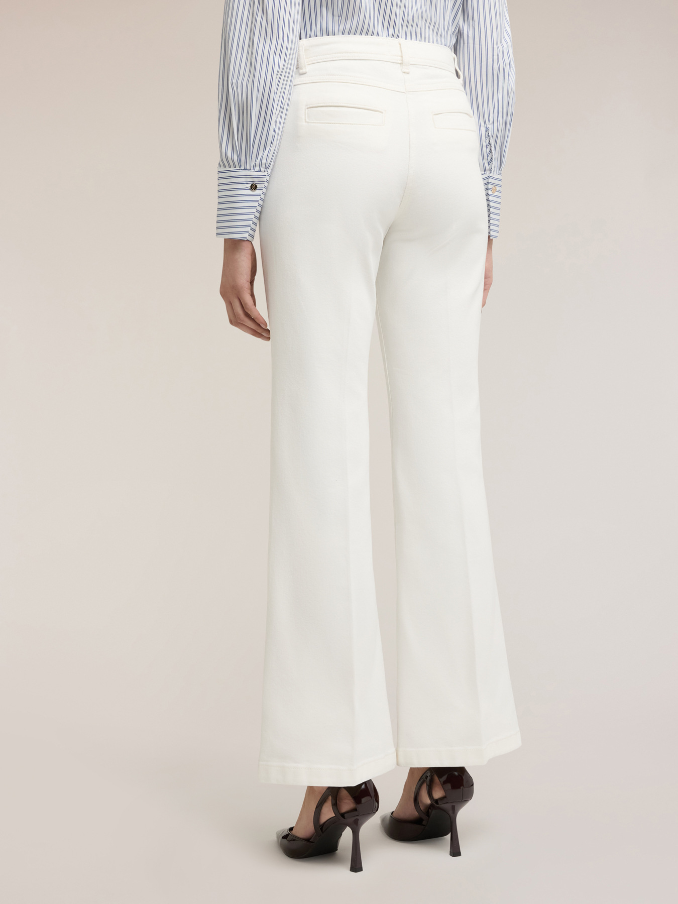 Cotton drill flare pants image number 1