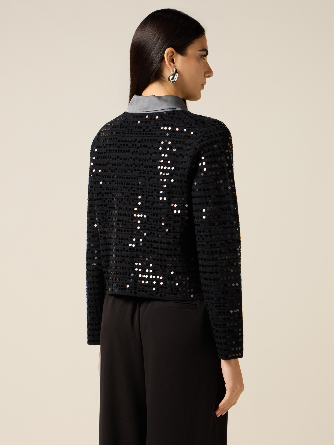 Boxy cardigan with sequins image number 1