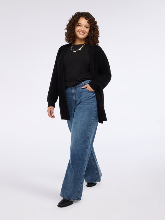 Cardigan long &agrave; paillettes