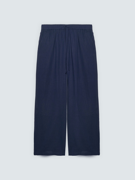 Wide-Leg-Hose aus Leinenmischung