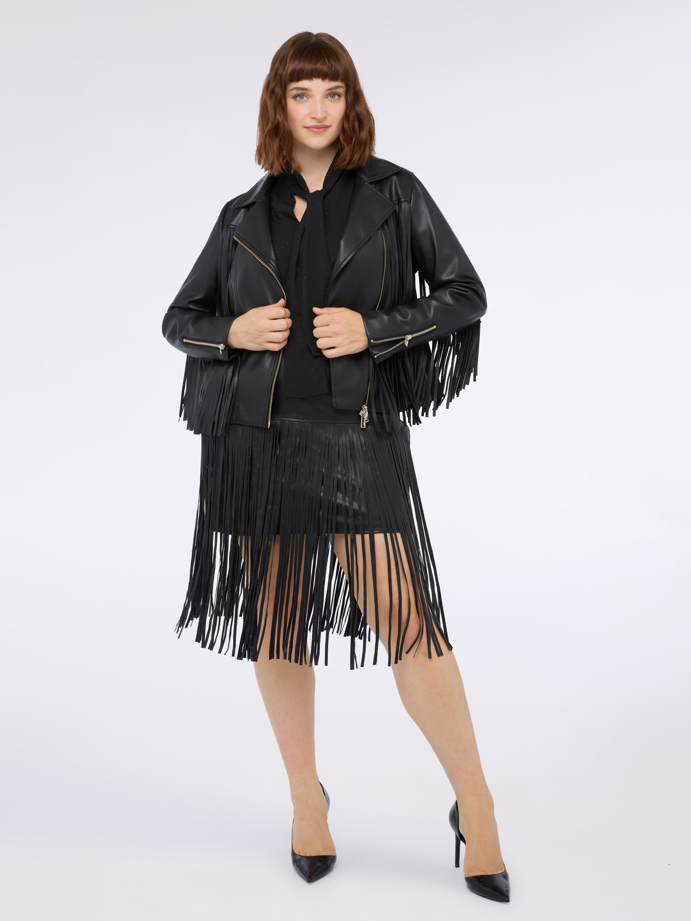 Blusa in georgette con micro punti luce e fiocco image number 4