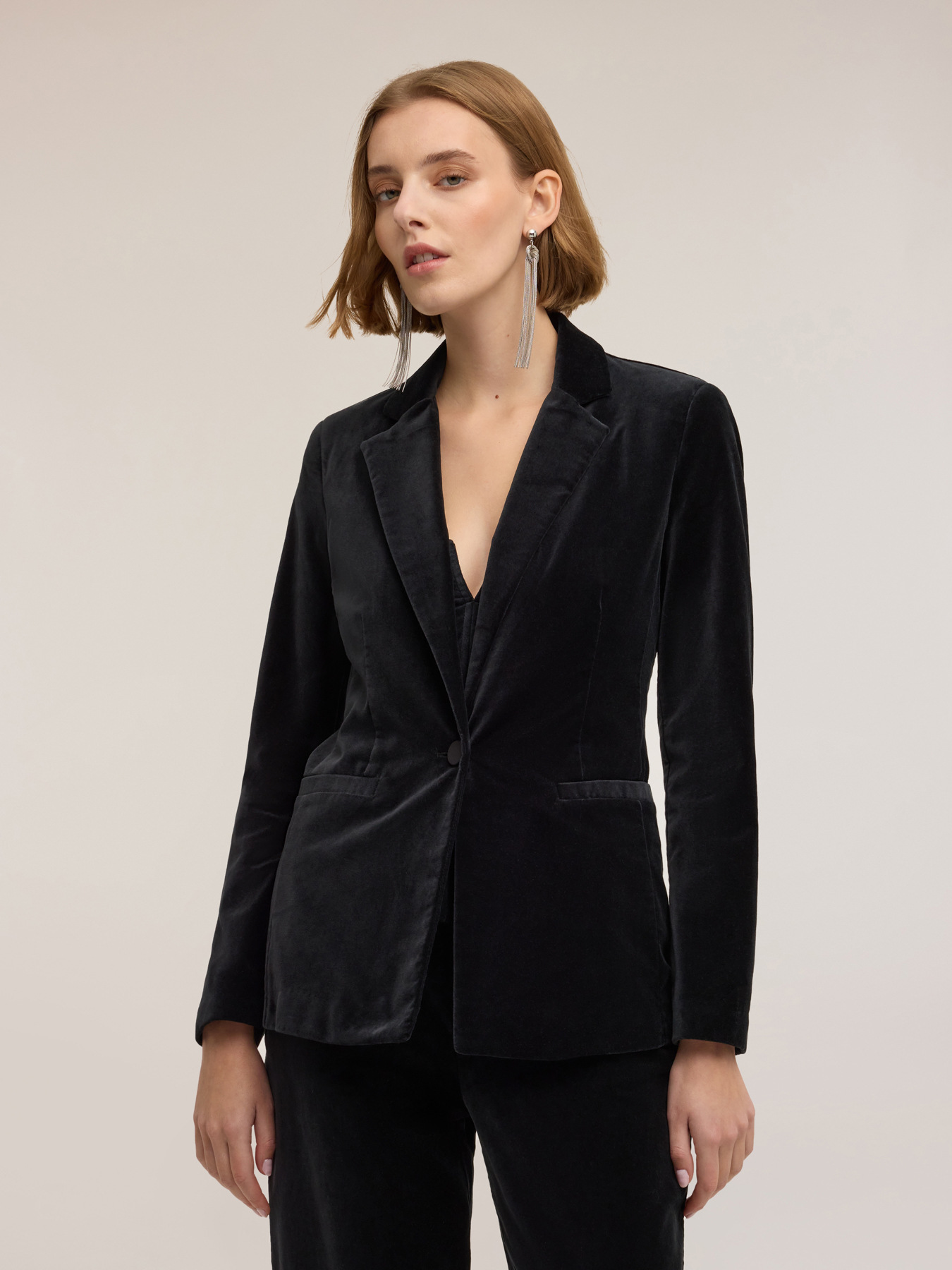 Single-breasted velvet blazer image number 2