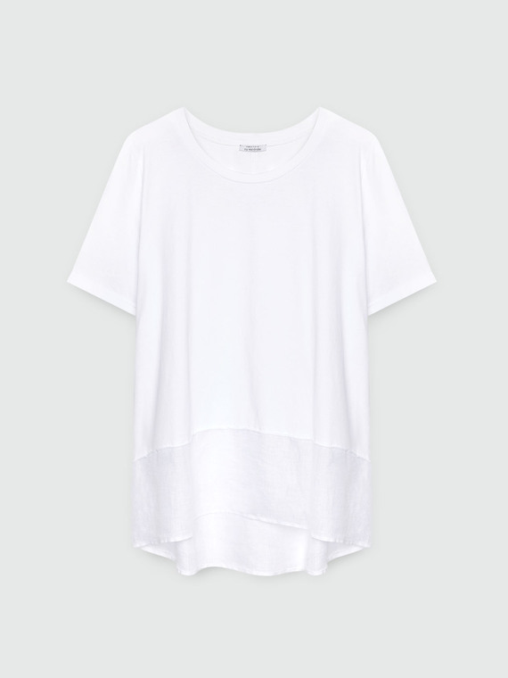 Boxy t-shirt in two fabrics