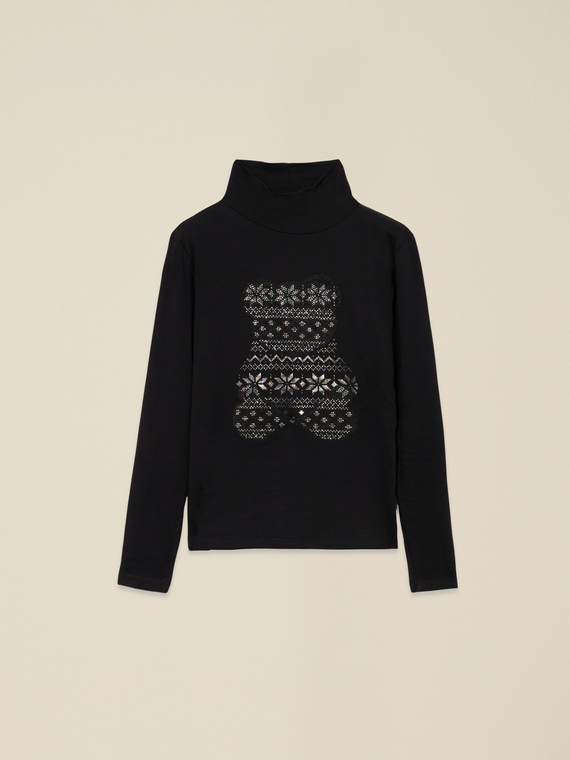 T-shirt lupetto con stampa