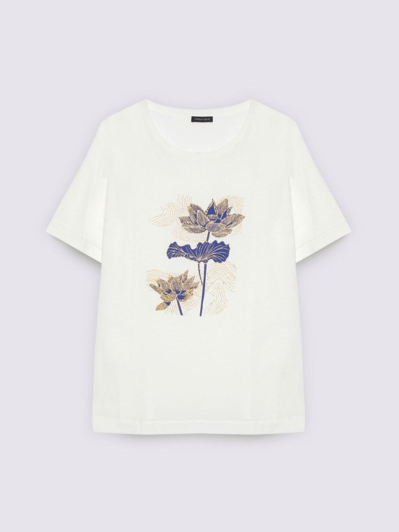 Cotton jersey T-shirt with floral print