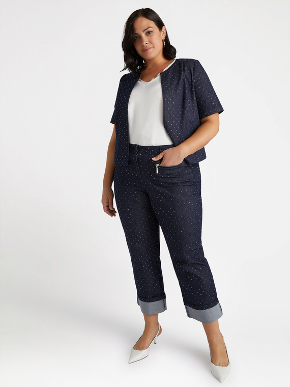 Cropped jeans with micro studs