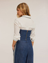 Denim-effect bustier top with side bands image number 1