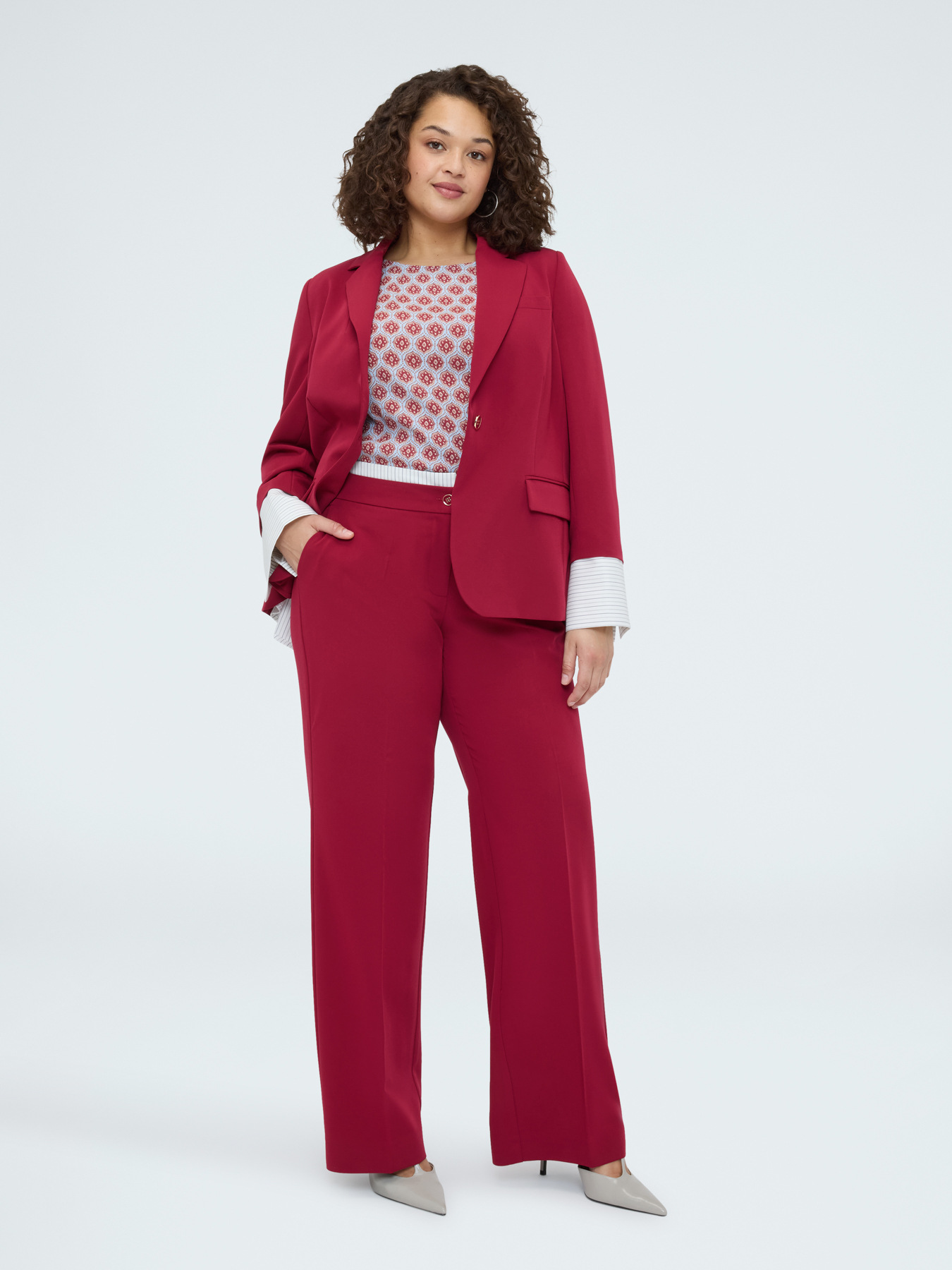 Pantaloni Wide Leg con dettaglio a righe in vita image number 2