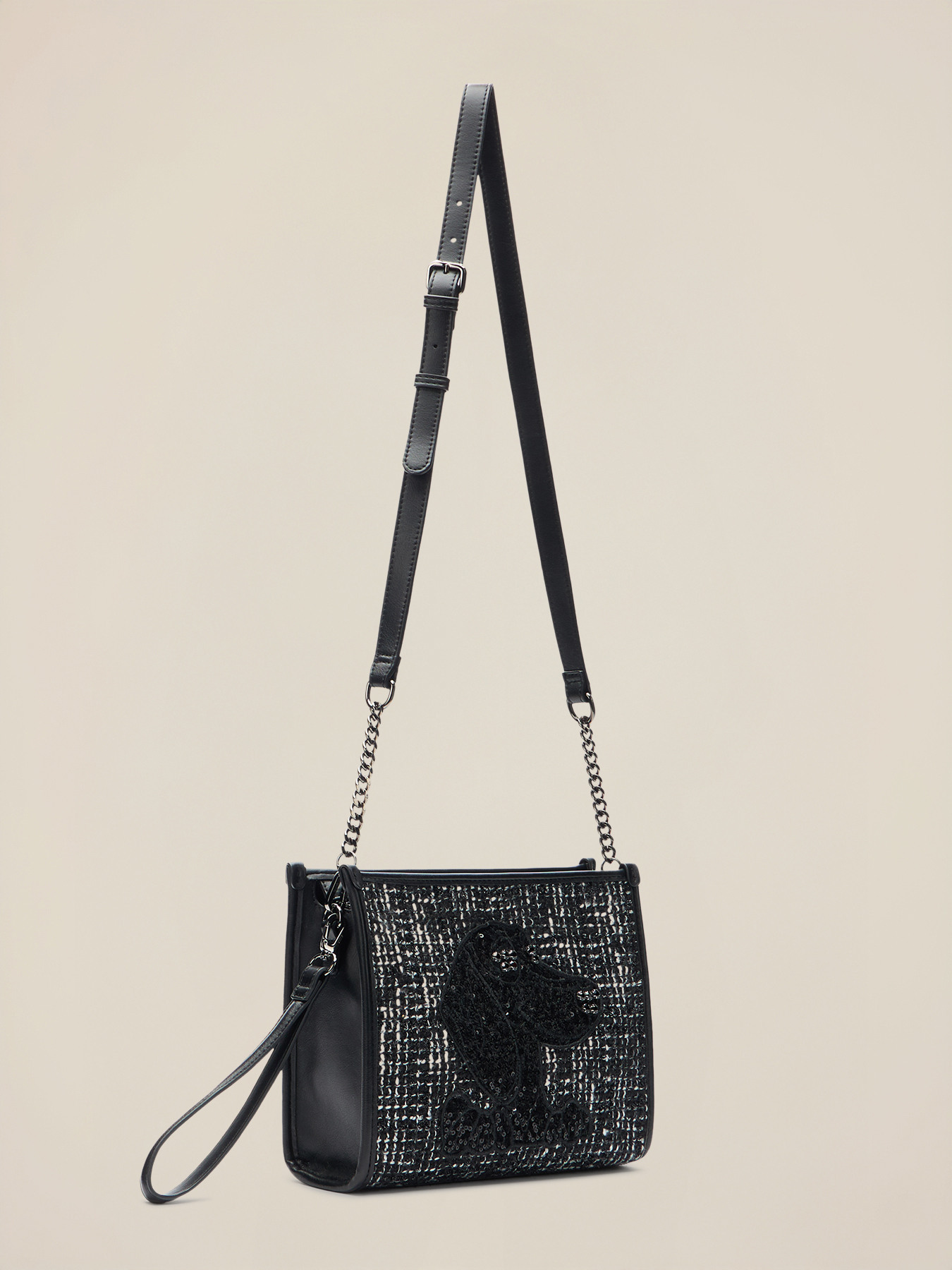 Sac shopping en tweed avec patchs image number 3